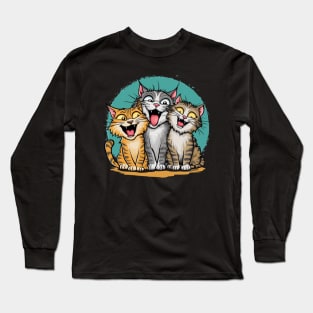 Three Cats Three Moods Long Sleeve T-Shirt